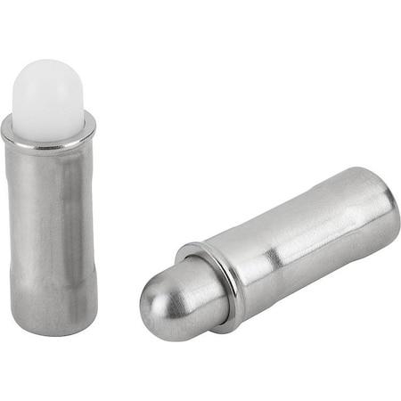 Kipp Spring Plunger Spring Force, Smooth Version, D=8 L=18, Stainless Steel, Comp:Stainless Steel, Pu=50 K1172.08